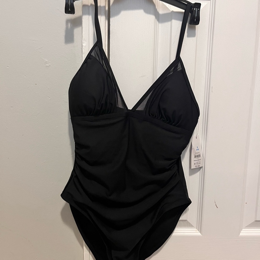 Time and Tru Black One Piece Swimsuit NWT